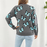 GRAY Butterfly Crewneck Sweater
