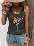 sexy Women’s Black Butterfly Print Tank Top