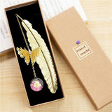 pink Metal Butterfly Feather Bookmark Gift