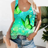 a green butterfly tank top