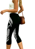 whimsical Women's Black Butterfly Rhinestone Capri Leggings