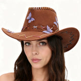 Women’s Wide Brim Butterfly Cowgirl Hat