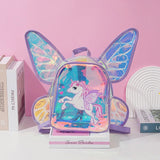 colorful Holographic Butterfly Wings Unicorn Backpack