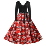 RED Christmas Print Butterfly Knot Dress