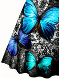 sleeveless blue morpho butterfly dress