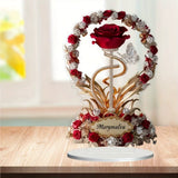 cute Elegant Rose Flower Acrylic Desk Decor with Butterfly