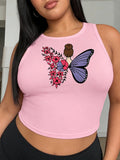 Women’s Plus Size Butterfly Fairy Print Tank Top