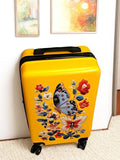 trendy Yellow Floral Butterfly Travel Suitcase