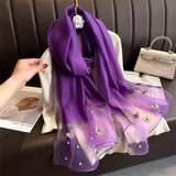 Women’s Thin Silk Butterfly Embroidered Headscarf