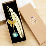 light blue Metal Butterfly Feather Bookmark Gift