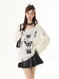 GOTHIC WHITE Streetwear Butterfly Sweater