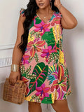 BOHO PINK summer floral butterfly sleeve dress