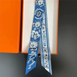 fashion blue Women’s Butterfly Floral Long Silk Scarf