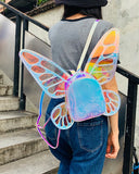 Blue Holographic Butterfly Wings Backpack for kids
