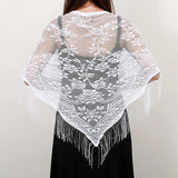 floral white Women’s Printed Butterfly Lace Triangle Scarf