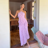 Summer Butterfly purple Ruffle Dress