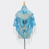 blue Elegant Women’s Butterfly Lace Triangle Scarf