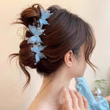 BLUE Pearl Butterfly Hair Claw Clip