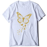 WHITE Golden Butterfly T-Shirt for Women