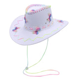 WHITE Women’s Wide Brim Butterfly Cowgirl Hat