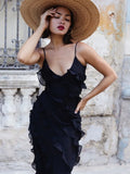 BLACK butterfly ruffle dress