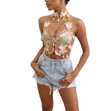 Butterfly Embroidered Crop Top