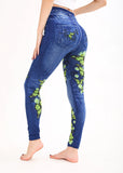 CUTE Women's Green Butterfly Faux Denim Leggings