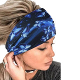 Blue Boho Butterfly Yoga Headband for Women
