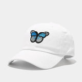 WHITE Butterfly Embroidered Cotton Baseball Cap