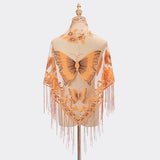 orange Elegant Women’s Butterfly Lace Triangle Scarf