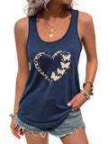 blue Women’s Leopard Butterfly Print Tank Top