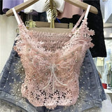 PINK Butterfly Lace Crop Top