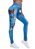 SEXY Women's Red Butterfly Yoga BLUE Leggings