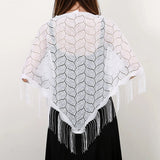 white Women’s Printed Butterfly Lace Triangle Scarf