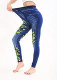 COOL Women's Green Butterfly Faux Denim Leggings
