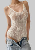 Backless Lace Bodysuit with Spaghetti Straps by Butterfly Kingdom