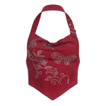 Red Butterfly Tank Top v neck