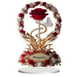 Elegant Rose Flower Acrylic Desk Decor with Butterfly