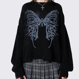 BLACK Butterfly Graphic Sweater
