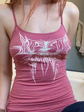 sexy summer pink Women’s Y2K Butterfly Graphic Tank Top
