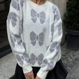 WINTER Light Gray Streetwear Butterfly Sweater