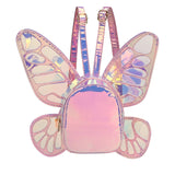 Pink Holographic Butterfly Wings Backpack