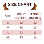 size chart for Purple Butterfly Shorts