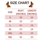 size chart for Brown Tiger Swallowtail Butterfly T-Shirt