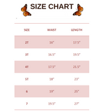 SIZE CHART FOR Girls' Butterfly Applique Leggings