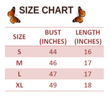 SIZE CHART FOR White Butterfly Crop Top