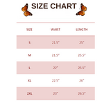 SIZE CHART FOR Women's Black Butterfly Rhinestone Capri Leggings