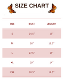 SIZE CHART FOR Women’s Y2K Butterfly Embroidered Lace Halter Crop Top