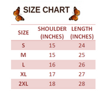 SIZE CHART FOR flower Butterfly T Shirt
