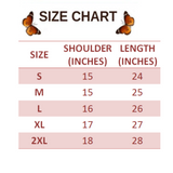 SIZE CHART FOR flower Butterfly T Shirt
